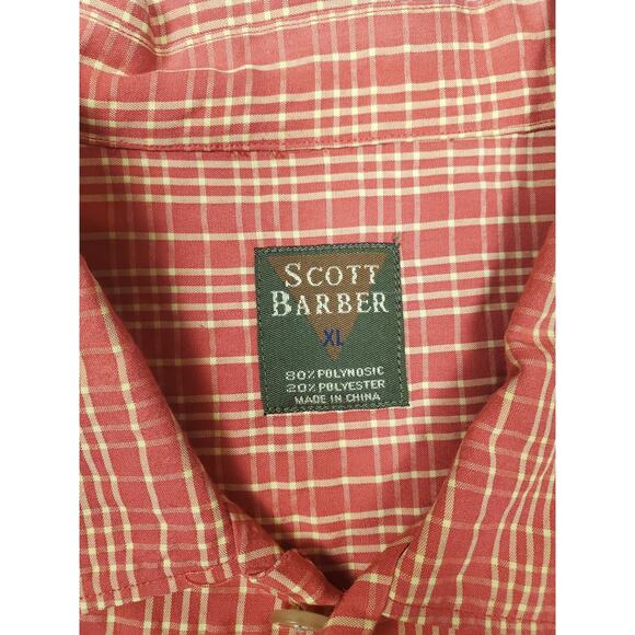 Scott Barber Men's XL Red & Yellow Short Sleeve Button Up Casual Shirt - Picture 3 of 7